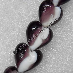 Lampwork Beads, Heart 20mm Hole: About 2mm, Sold by PC