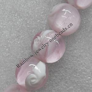 Lampwork Beads, Round 18mm Hole: About 1.5mm, Sold by PC