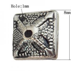 Jewelry findings, CCB plastic Beads Antique Silver, Square 8x8mm Hole:1mm, Sold by Bag
