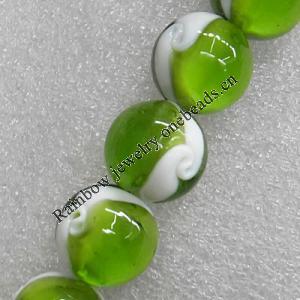 Lampwork Beads, Round 18mm Hole: About 1.5mm, Sold by PC