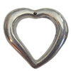 Jewelry findings, CCB plastic Pendant Platina plated, Hollow Heart O:28x27mm I:19mm Hole:1mm, Sold by Bag