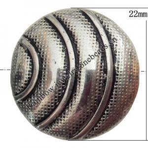 Jewelry findings, CCB plastic Beads Antique Silver, Flat Round 22mm Hole:1mm, Sold by Bag