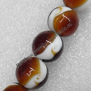 Lampwork Beads, Round 20mm Hole: About 2mm, Sold by PC