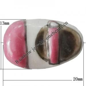 Porcelain beads, 20x13mm Hole:1mm, Sold by Bag