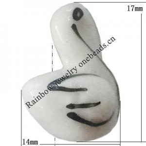 Porcelain beads, Flamingo 17x14mm Hole:1mm, Sold by Bag