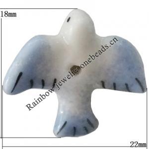 Porcelain beads, Bird 22x18mm Hole:1mm, Sold by Bag