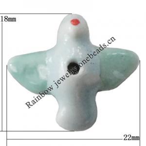 Porcelain beads, Bird 22x18mm Hole:1mm, Sold by Bag