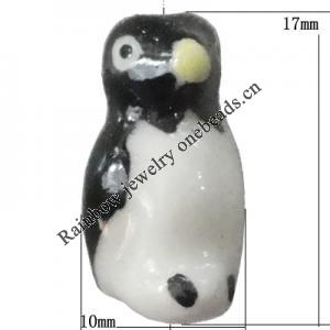 Porcelain beads, Penguin 17x10mm Hole:1mm, Sold by Bag