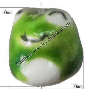 Porcelain beads, Frog 10x10mm Hole:1mm, Sold by Bag