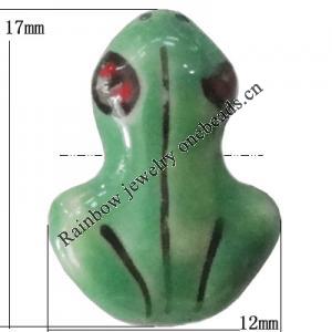 Porcelain beads, Frog 17x12mm Hole:1mm, Sold by Bag