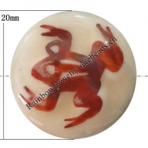 Porcelain beads, Flat Round 20x8mm Hole:1mm, Sold by Bag