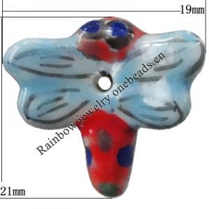 Porcelain beads, Dragonfly 21x19mm Hole:1mm, Sold by Bag