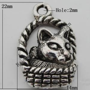 Pendant Zinc Alloy Jewelry Findings Lead-free, 14x22mm Hole:2mm, Sold by Bag