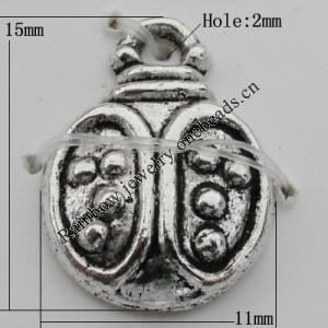 Pendant Zinc Alloy Jewelry Findings Lead-free, 11x15mm Hole:2mm, Sold by Bag