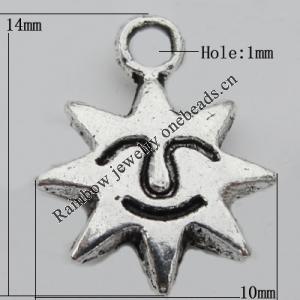 Pendant Zinc Alloy Jewelry Findings Lead-free, 10x14mm Hole:1mm, Sold by Bag