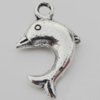 Pendant Zinc Alloy Jewelry Findings Lead-free, Dolphin 12x21mm Hole:2mm, Sold by Bag