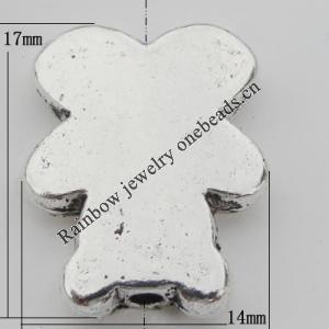 Bead Zinc Alloy Jewelry Findings Lead-free, 14x17mm, Hole:2mm, Sold by Bag