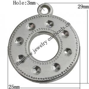 Jewelry findings, CCB plastic Pendant Platina Plated, Hollow Round 29x25mm Hole:3mm, Sold by Bag