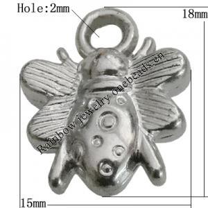 Jewelry findings, CCB plastic Pendant Platina Plated, Butterfly 18x15mm Hole:2mm, Sold by Bag