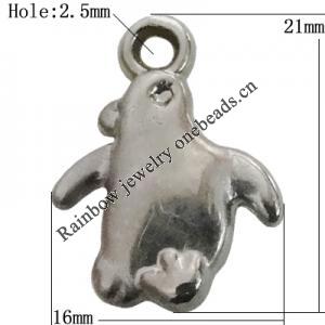 Jewelry findings, CCB plastic Pendant Platina Plated, Animal 21x16mm Hole:2.5mm, Sold by Bag