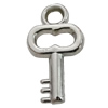 Jewelry findings, CCB plastic Pendant Platina Plated, Key 20x11mm Hole:3mm, Sold by Bag