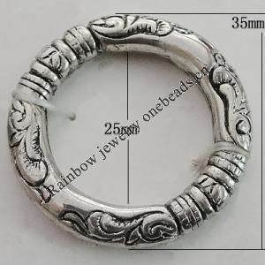 Jewelry findings, CCB plastic Donut Antique Silver, O:35mm I:25mm, Sold by Bag