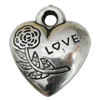 Jewelry findings, CCB plastic Pendant Anitique Silver, Heart 20x17mm Hole:3mm, Sold by Bag