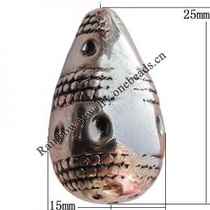 Jewelry findings, CCB plastic Beads Antique Silver, Teardrop 25x15mm Hole:2mm, Sold by Bag