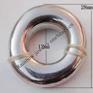 Jewelry findings, CCB plastic Donut platina Plated, O:28mm I:13mm, Sold by Bag
