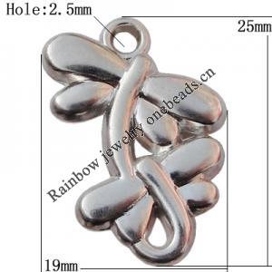 Jewelry findings, CCB plastic Pendant Platina Plated, Flower 25x19mm Hole:2.5mm, Sold by Bag