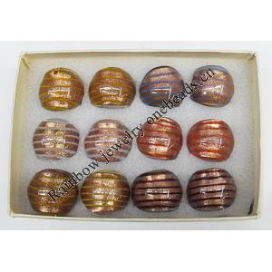 Gold Sand Lampwork Glass Rings,Mix Color, Box Size: 130x90x35mm, Sold by Box