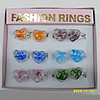 Inner Flower Lampwork Glass Rings,Mix Color, Box Size: 136x124x30mm , Sold by Box