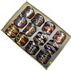 Gold Sand Lampwork Glass Rings,Mix Color, Box Size: 136x124x30mm, Sold by Box