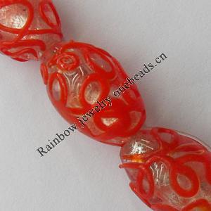 Silver Foil Lampwork Beads, 18x12mm Hole:2mm, Sold by PC 