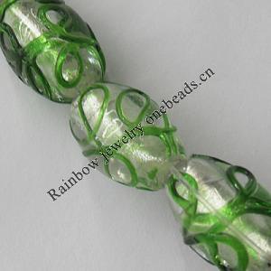 Silver Foil Lampwork Beads, 18x12mm Hole:2mm, Sold by PC 