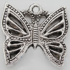 Pendant Zinc Alloy Jewelry Findings Lead-free, Butterfly 20x20mm Hole:1mm, Sold by Bag