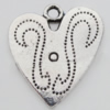 Pendant Zinc Alloy Jewelry Findings Lead-free, Heart 19x22mm Hole:2mm, Sold by Bag