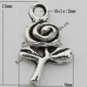 Pendant Zinc Alloy Jewelry Findings Lead-free, 9x15mm Hole:2mm, Sold by Bag