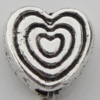 Bead Zinc Alloy Jewelry Findings Lead-free, Heart 6x6mm, Hole:1mm, Sold by Bag