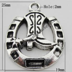 Pendant Zinc Alloy Jewelry Findings Lead-free, 19x25mm Hole:2mm, Sold by Bag