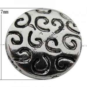 Bead Zinc Alloy Jewelry Findings Lead-free, Flat Round 7x7mm, Hole:1mm, Sold by Bag