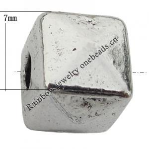 Bead Zinc Alloy Jewelry Findings Lead-free, Polyhedron 7x7mm, Hole:2mm, Sold by Bag