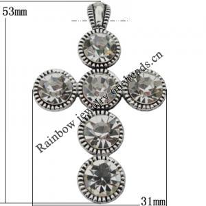 Pendant Zinc Alloy Jewelry Findings Lead-free, 53x31x13mm Hole:7mm, Sold by Bag