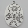 Pendant Zinc Alloy Jewelry Findings Lead-free, 24x36mm Hole:2mm, Sold by Bag
