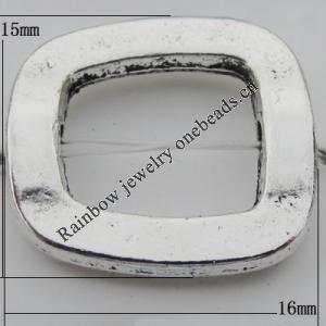 Bead Zinc Alloy Jewelry Findings Lead-free, 16x15x3mm, Hole:2mm, Sold by Bag