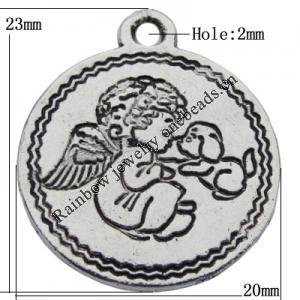 Pendant Zinc Alloy Jewelry Findings Lead-free, 20x23mm Hole:2mm, Sold by Bag