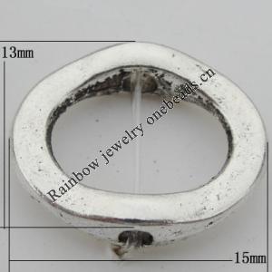 Bead Zinc Alloy Jewelry Findings Lead-free, 15x13mm, Hole:2mm, Sold by Bag