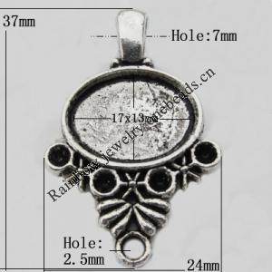 Pendant Zinc Alloy Jewelry Findings Lead-free, 39x24mm Hole:7mm,2.5mm, Sold by Bag