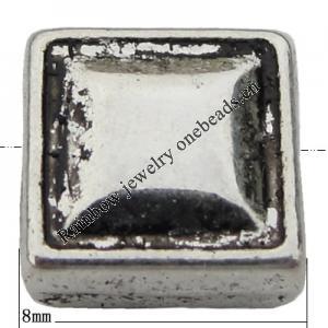 Bead Zinc Alloy Jewelry Findings Lead-free, Square 8x8mm, Hole:1mm, Sold by Bag