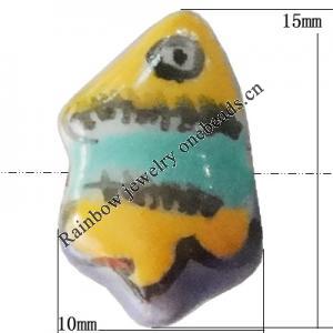 Porcelain beads, Fish 15x10mm Hole:1mm, Sold by Bag